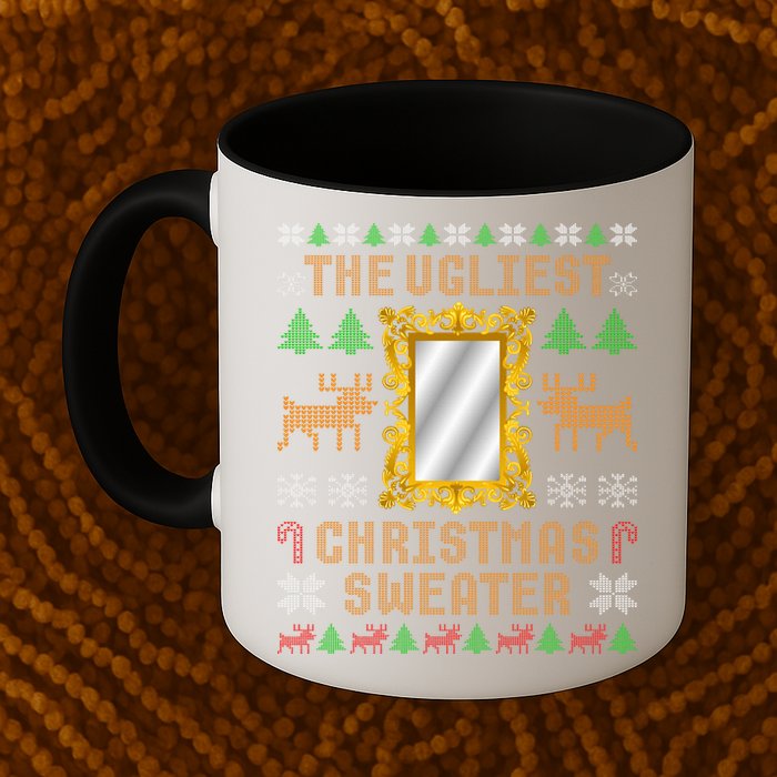 The Ugliest Ugly Christmas Sweater With Mirror Funny Xmas Mug