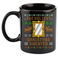 The Ugliest Ugly Christmas Sweater With Mirror Funny Xmas 11oz C Handle Ceramic Mug
