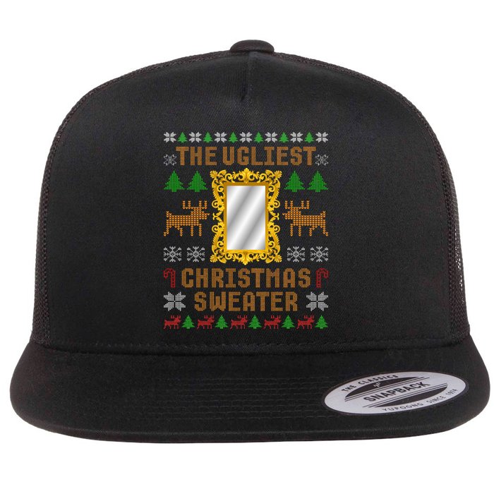 The Ugliest Ugly Christmas Sweater With Mirror Funny Xmas Flatbill Hat