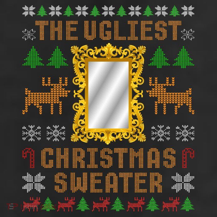 The Ugliest Ugly Christmas Sweater With Mirror Funny Xmas 25L Jumbo Tote