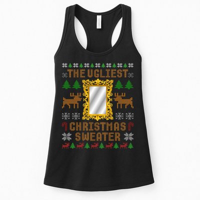 The Ugliest Ugly Christmas Sweater With Mirror Funny Xmas Womens Tank Top