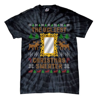 The Ugliest Ugly Christmas Sweater With Mirror Funny Xmas Tie-Dye T-Shirt