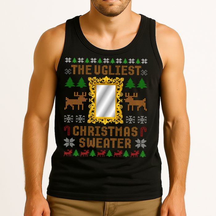 The Ugliest Ugly Christmas Sweater With Mirror Funny Xmas Tank Top