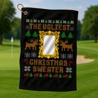 The Ugliest Ugly Christmas Sweater With Mirror Funny Xmas Golf Towel