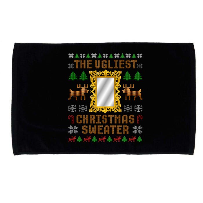 The Ugliest Ugly Christmas Sweater With Mirror Funny Xmas Microfiber Hand Towel