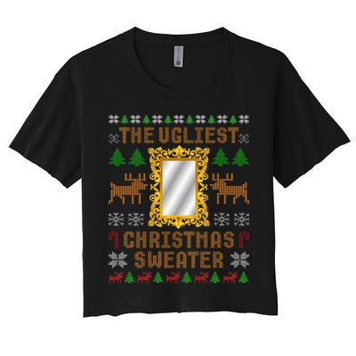 The Ugliest Ugly Christmas Sweater With Mirror Funny Xmas Crop Top