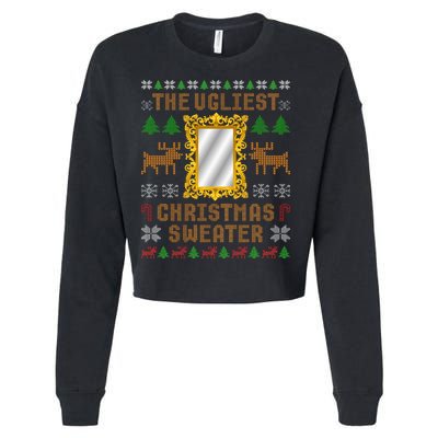 The Ugliest Ugly Christmas Sweater With Mirror Funny Xmas Cropped Pullover Crew