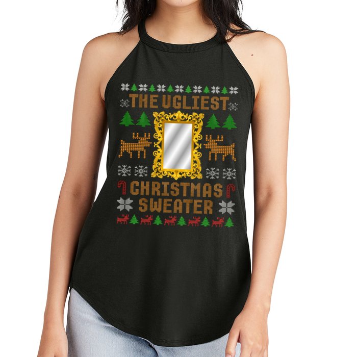 The Ugliest Ugly Christmas Sweater With Mirror Funny Xmas Women's Perfect Tri Rocker Tank