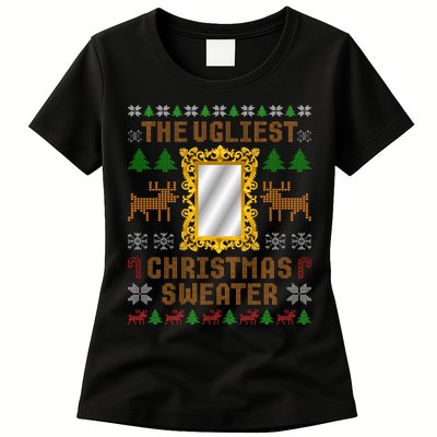 The Ugliest Ugly Christmas Sweater With Mirror Funny Xmas Womens T-Shirt