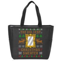 The Ugliest Ugly Christmas Sweater With Mirror Funny Xmas Zip Tote Bag