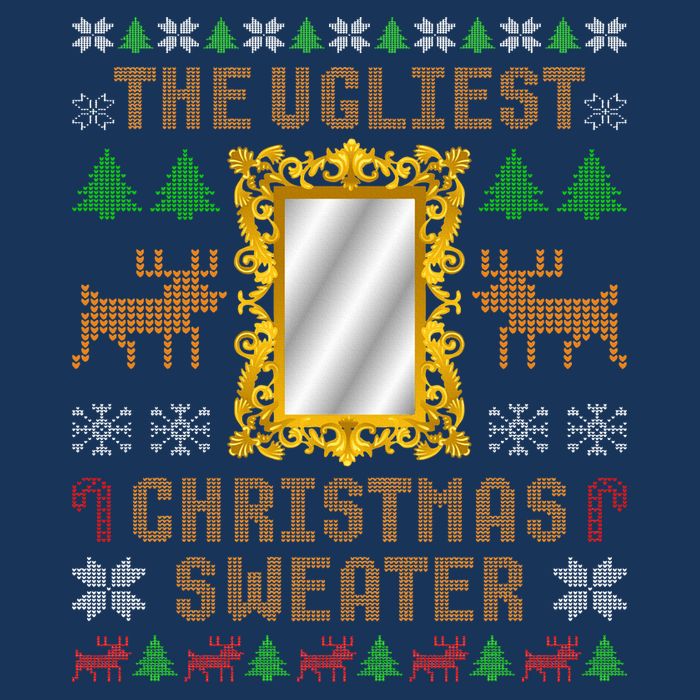 The Ugliest Ugly Christmas Sweater With Mirror Funny Xmas Infant Baby Jersey Bodysuit