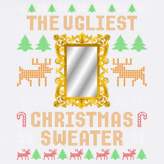 The Ugliest Ugly Christmas Sweater With Mirror Funny Xmas Garment-Dyed Sweatshirt