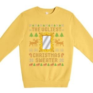 The Ugliest Ugly Christmas Sweater With Mirror Funny Xmas Premium Crewneck Sweatshirt