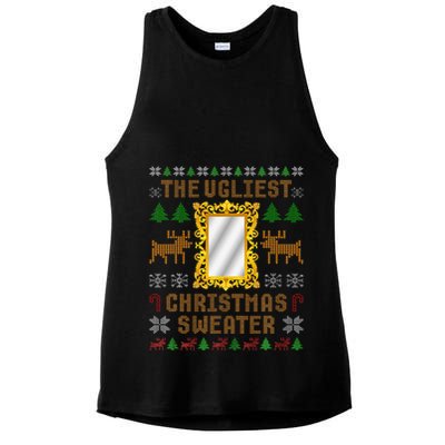 The Ugliest Ugly Christmas Sweater With Mirror Funny Xmas Ladies PosiCharge Tri-Blend Wicking Tank