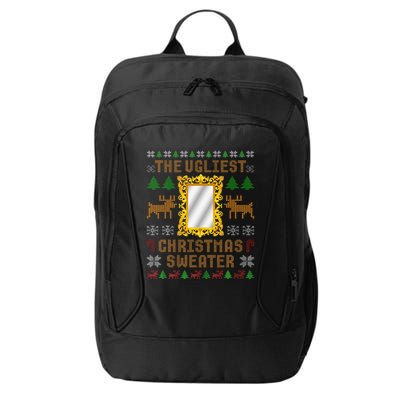 The Ugliest Ugly Christmas Sweater With Mirror Funny Xmas City Backpack