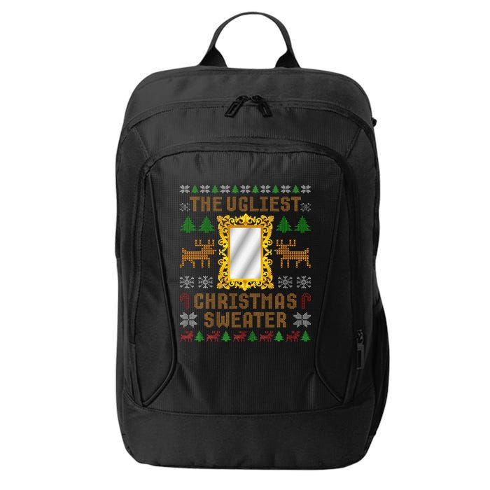 The Ugliest Ugly Christmas Sweater With Mirror Funny Xmas City Backpack
