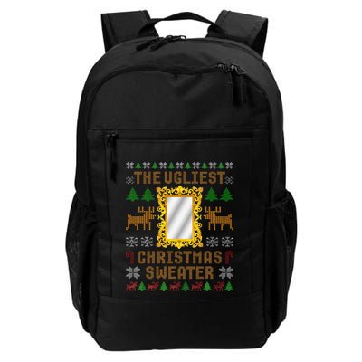 The Ugliest Ugly Christmas Sweater With Mirror Funny Xmas Backpack