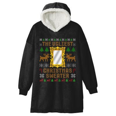 The Ugliest Ugly Christmas Sweater With Mirror Funny Xmas Hooded Wearable Blanket