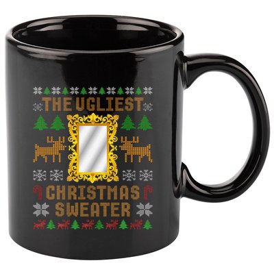 The Ugliest Ugly Christmas Sweater With Mirror Funny Xmas 11oz C Handle Ceramic Mug