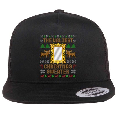 The Ugliest Ugly Christmas Sweater With Mirror Funny Xmas Flatbill Hat