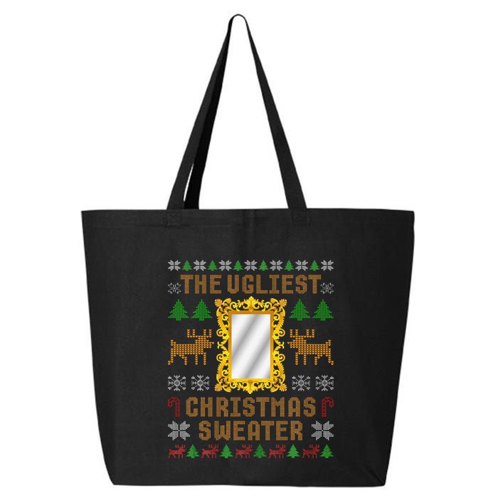 The Ugliest Ugly Christmas Sweater With Mirror Funny Xmas 25L Jumbo Tote