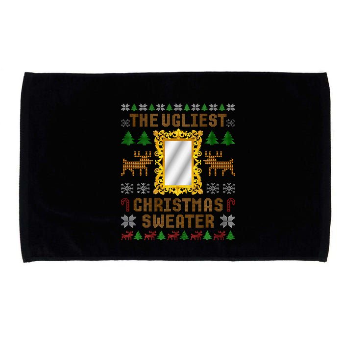 The Ugliest Ugly Christmas Sweater With Mirror Funny Xmas Microfiber Hand Towel