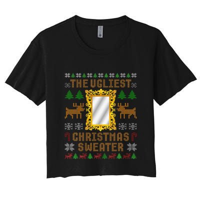The Ugliest Ugly Christmas Sweater With Mirror Funny Xmas Crop Top