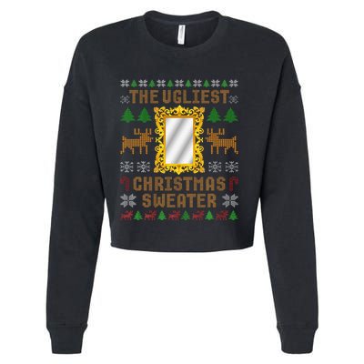 The Ugliest Ugly Christmas Sweater With Mirror Funny Xmas Cropped Pullover Crew