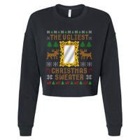 The Ugliest Ugly Christmas Sweater With Mirror Funny Xmas Cropped Pullover Crew