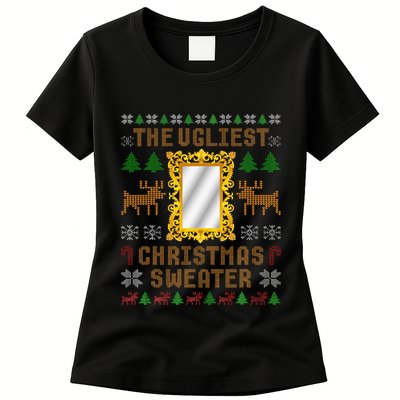 The Ugliest Ugly Christmas Sweater With Mirror Funny Xmas Womens T-Shirt