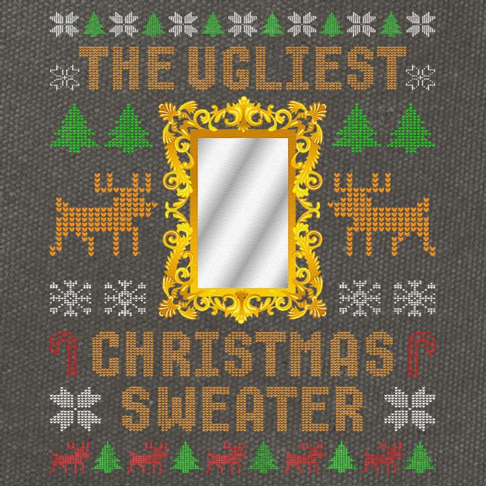 The Ugliest Ugly Christmas Sweater With Mirror Funny Xmas Cotton Canvas Backpack