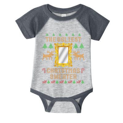 The Ugliest Ugly Christmas Sweater With Mirror Funny Xmas Infant Baby Jersey Bodysuit