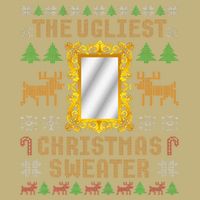 The Ugliest Ugly Christmas Sweater With Mirror Funny Xmas T-Shirt