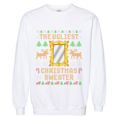 The Ugliest Ugly Christmas Sweater With Mirror Funny Xmas Garment-Dyed Sweatshirt
