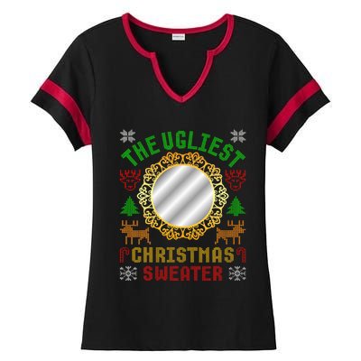 The Ugliest Ugly Christmas Sweater With Mirror Funny Xmas Ladies Halftime Notch Neck Tee