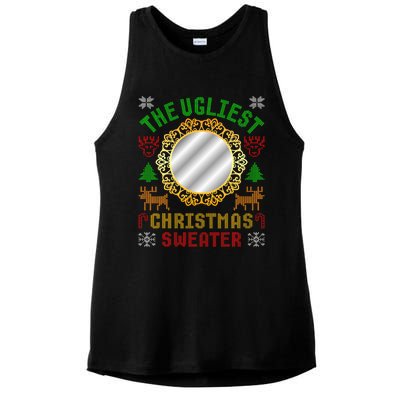 The Ugliest Ugly Christmas Sweater With Mirror Funny Xmas Ladies PosiCharge Tri-Blend Wicking Tank