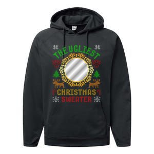 The Ugliest Ugly Christmas Sweater With Mirror Funny Xmas Performance Fleece Hoodie