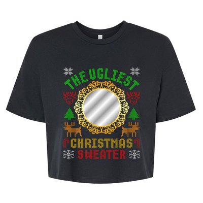 The Ugliest Ugly Christmas Sweater With Mirror Funny Xmas Bella+Canvas Jersey Crop Tee