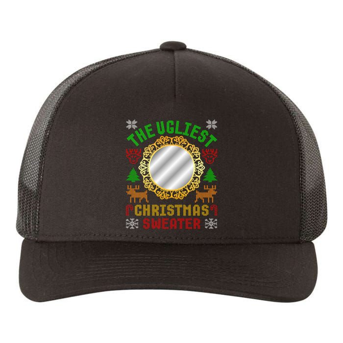 The Ugliest Ugly Christmas Sweater With Mirror Funny Xmas Yupoong Adult 5-Panel Trucker Hat