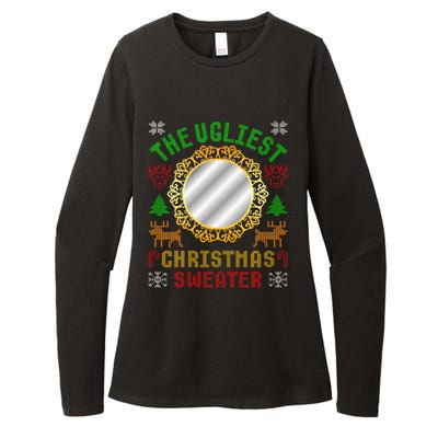 The Ugliest Ugly Christmas Sweater With Mirror Funny Xmas Womens CVC Long Sleeve Shirt