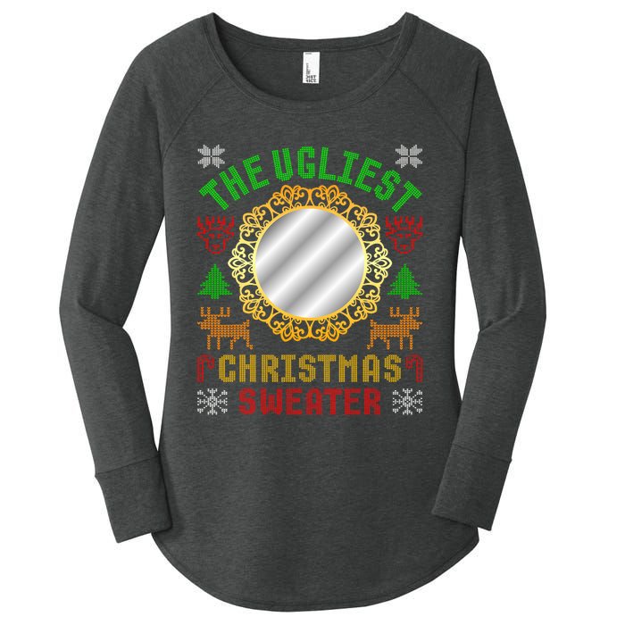 The Ugliest Ugly Christmas Sweater With Mirror Funny Xmas Women's Perfect Tri Tunic Long Sleeve Shirt