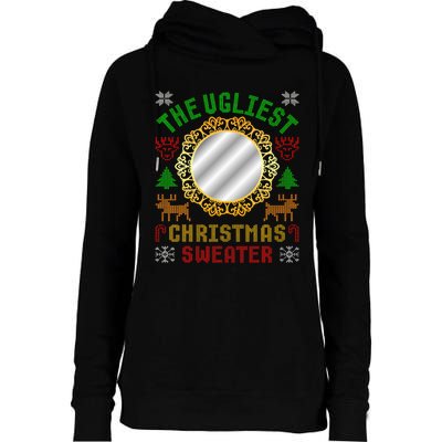 The Ugliest Ugly Christmas Sweater With Mirror Funny Xmas Womens Funnel Neck Pullover Hood