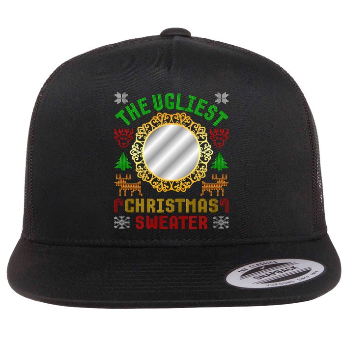 The Ugliest Ugly Christmas Sweater With Mirror Funny Xmas Flat Bill Trucker Hat