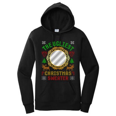 The Ugliest Ugly Christmas Sweater With Mirror Funny Xmas Women's Pullover Hoodie