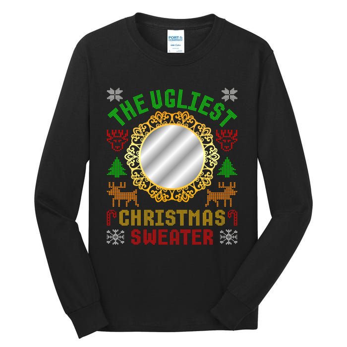 The Ugliest Ugly Christmas Sweater With Mirror Funny Xmas Tall Long Sleeve T-Shirt