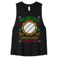 The Ugliest Ugly Christmas Sweater With Mirror Funny Xmas Women's Racerback Cropped Tank