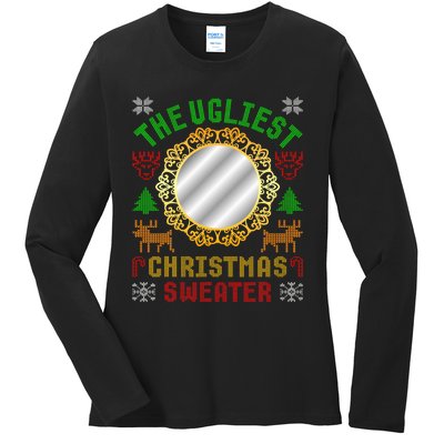 The Ugliest Ugly Christmas Sweater With Mirror Funny Xmas Ladies Long Sleeve Shirt