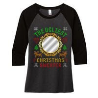 The Ugliest Ugly Christmas Sweater With Mirror Funny Xmas Women's Tri-Blend 3/4-Sleeve Raglan Shirt