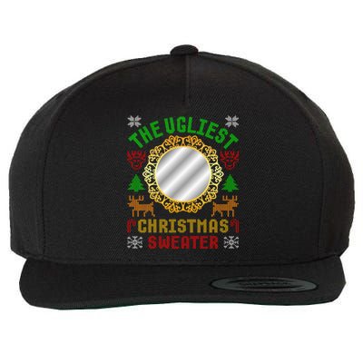 The Ugliest Ugly Christmas Sweater With Mirror Funny Xmas Wool Snapback Cap