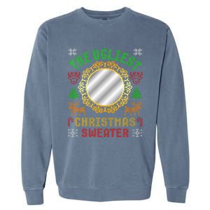 The Ugliest Ugly Christmas Sweater With Mirror Funny Xmas Garment-Dyed Sweatshirt